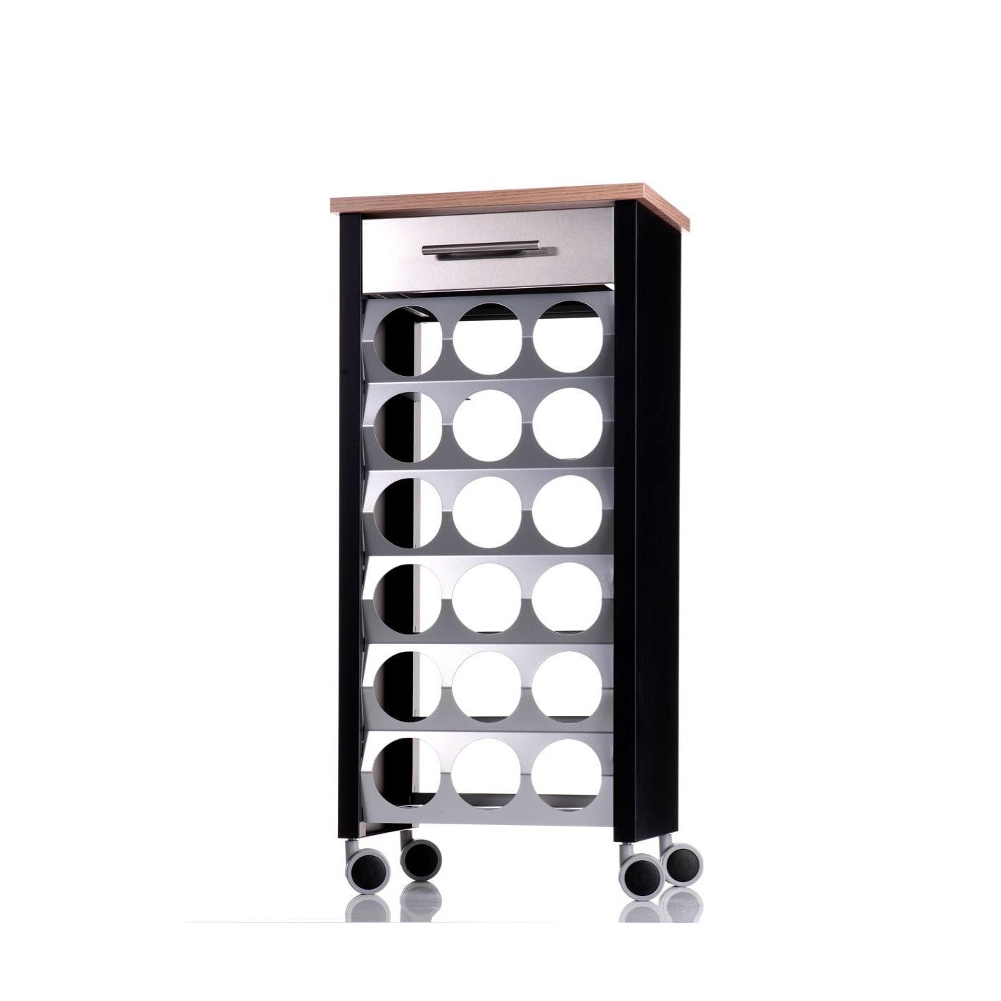 DON HIERRO - Mueble botellero con ruedas BACUS, capacidad de 18 botellas-
