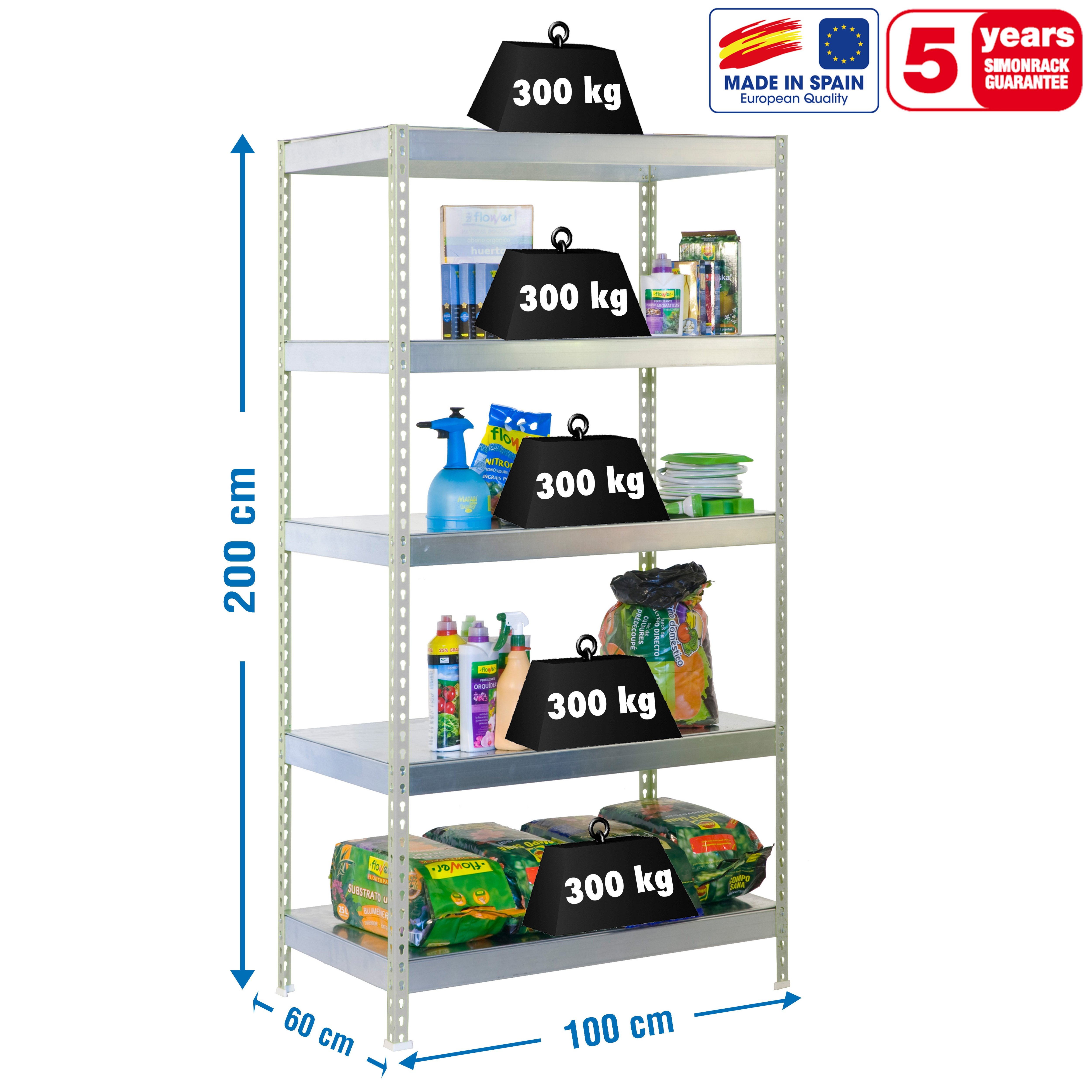 Estantería SIMONRACK Bricoforte 1006-5 metal galva/galva