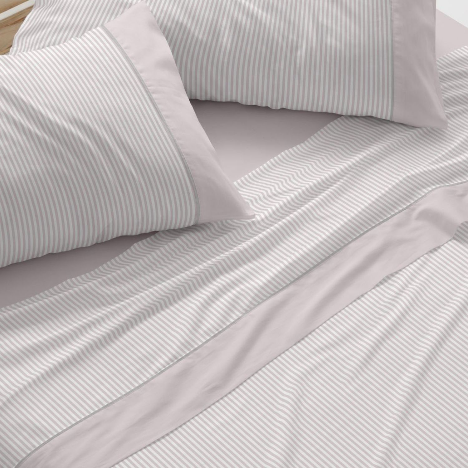 Juego Sábanas BURRITO BLANCO 100% Algodón Extrasuave Diseño Rayas Azul - Larga Duración, Anti-Pilling - Cama 90-200cm