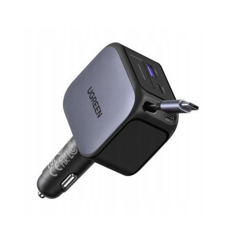 Ugreen 145w 3c1a fast car charger with retractable usb-c cable