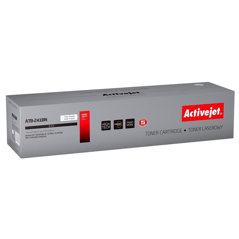 Activejet TN-241BK Black Toner Cartridge for Brother Printers, 2500 pages yield, compatible with Brother DCP, HL, MFC series, ISO certified, ideal for high-quality laser printing.
