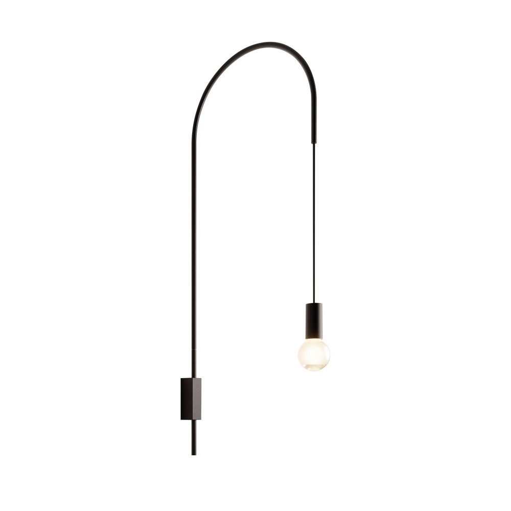 Zafferano - Lámpara de pared Filo, giratoria 200°, metal pintado, bombilla E27 máx. 60 W incluida, altura 110 cm - Negro