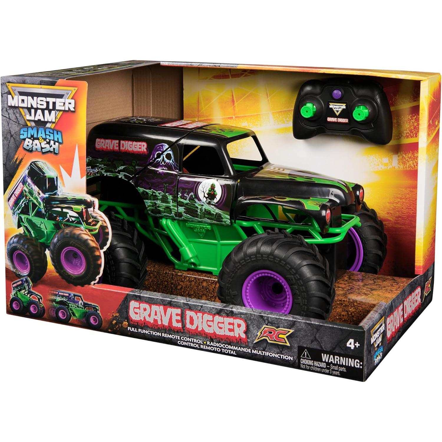 Monster Jam Vehículo SmashNBash GraveDigger RC (Spin Master 6072500)