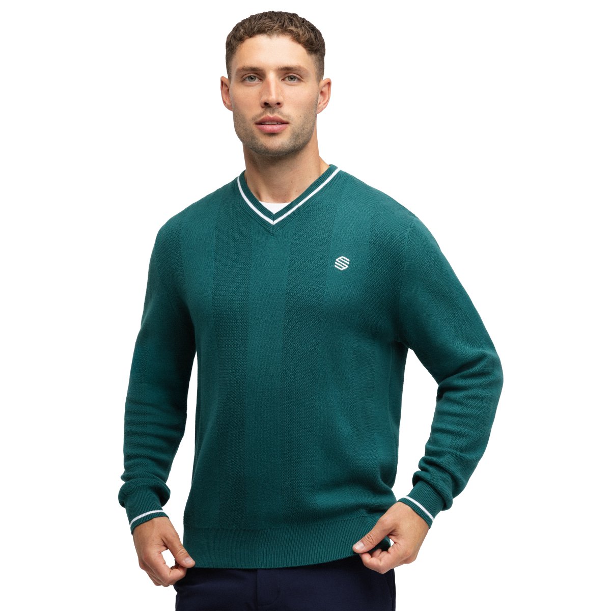 SIROKO - Jersey Punto Cuelo Pico HAGEN Colección Golf en color Verde para Hombre_