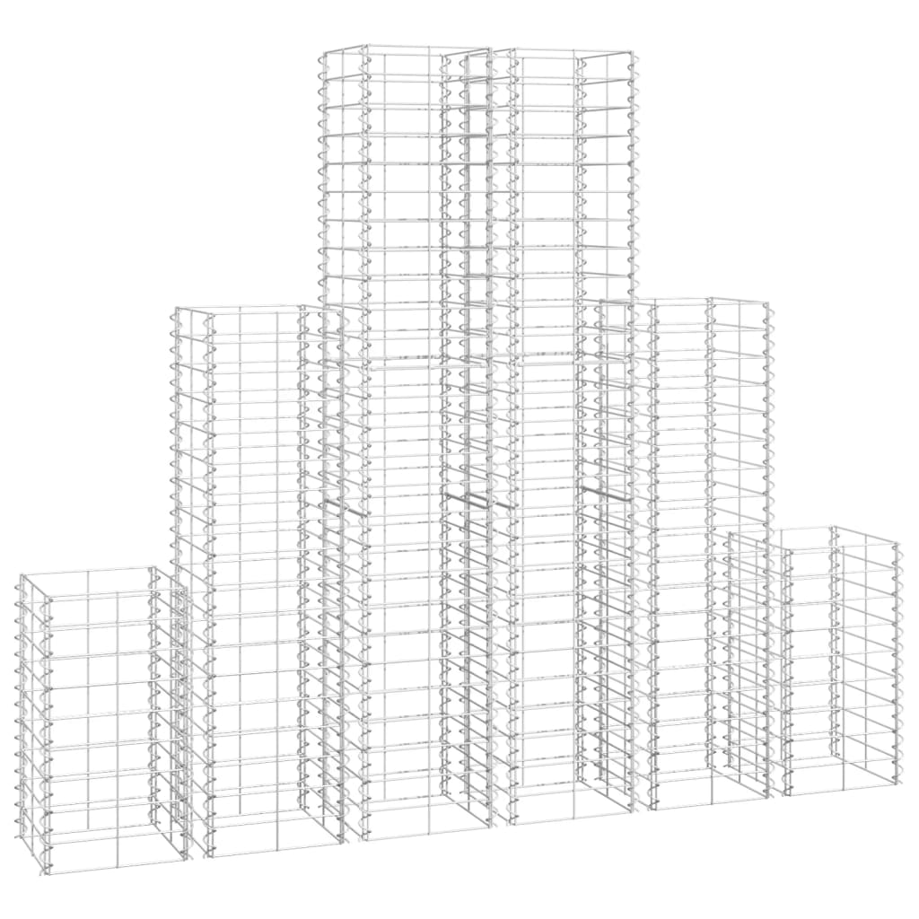 vidaXL Cestas de muro de gaviones alambre galvanizado 6 unidades
