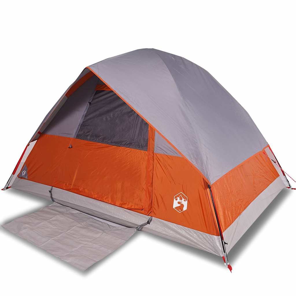 vidaXL Tienda de campaña iglú para 4 personas impermeable gris y naranja