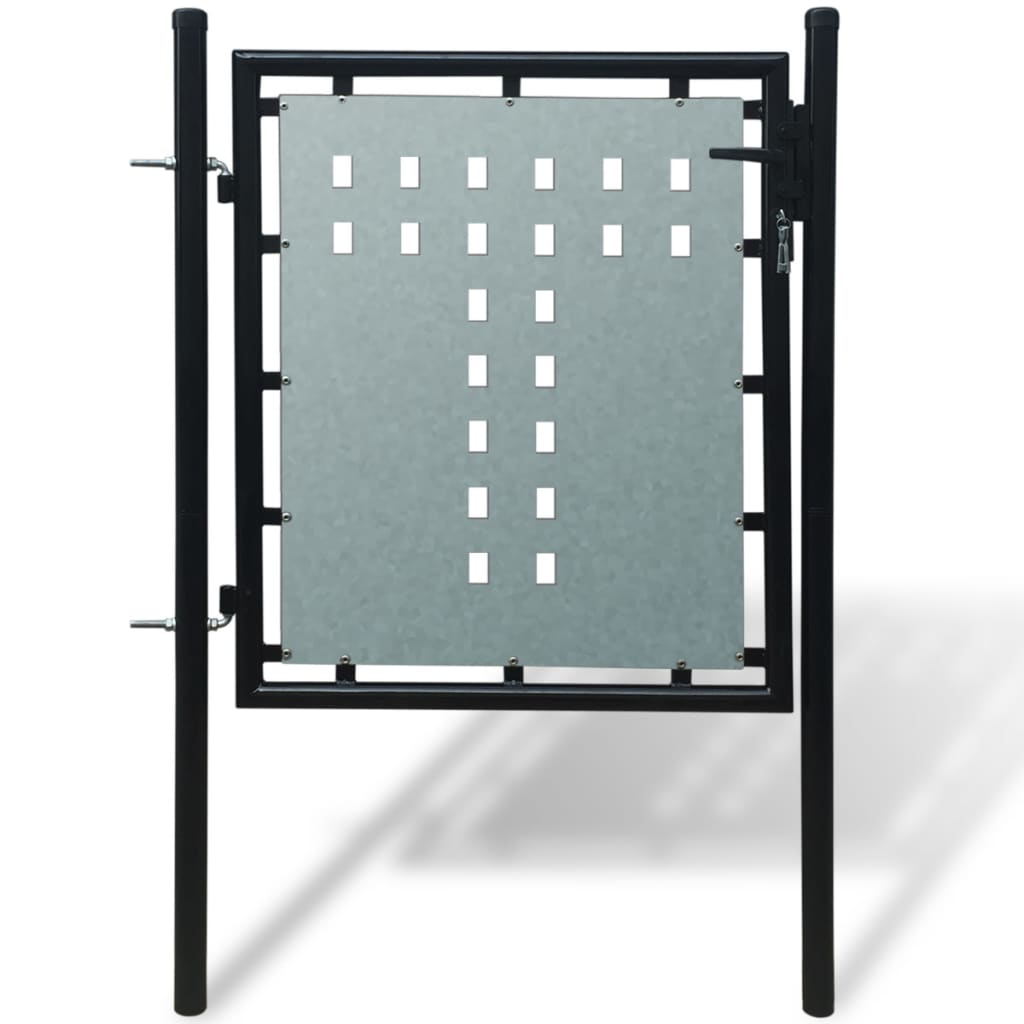 vidaXL Verja Negra con Puerta Entrada con 3 Llaves Jardín Seguridad Dimensiones 100 x 125 cm,  100 x 150 cm,  100 x 175 cm y mas