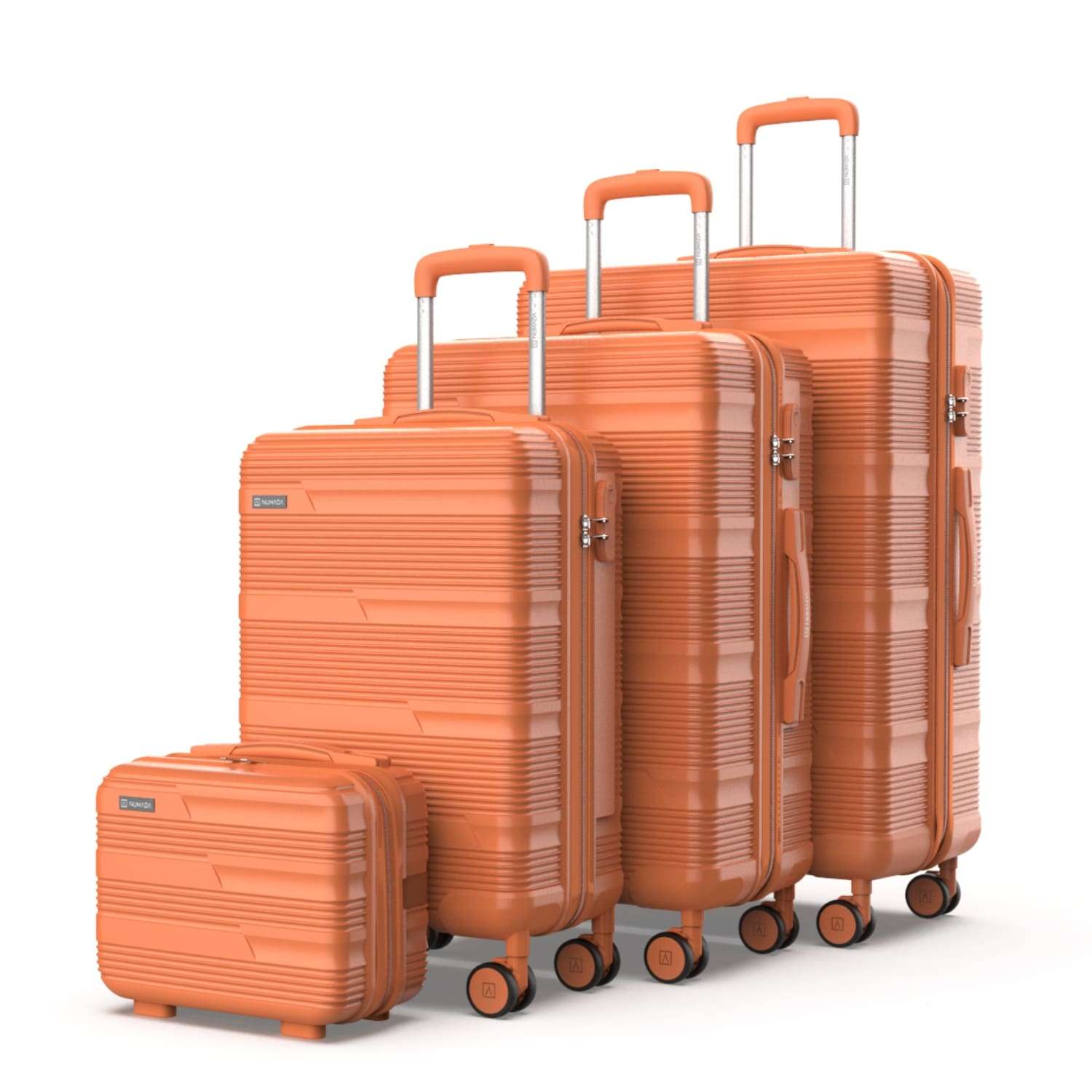 Numada Juego de Maletas Upfly T10  4 pzs ABS. Maleta Cabina 55x40x20, Maleta Mediana 60L, Maleta Grande 78L y Neceser
