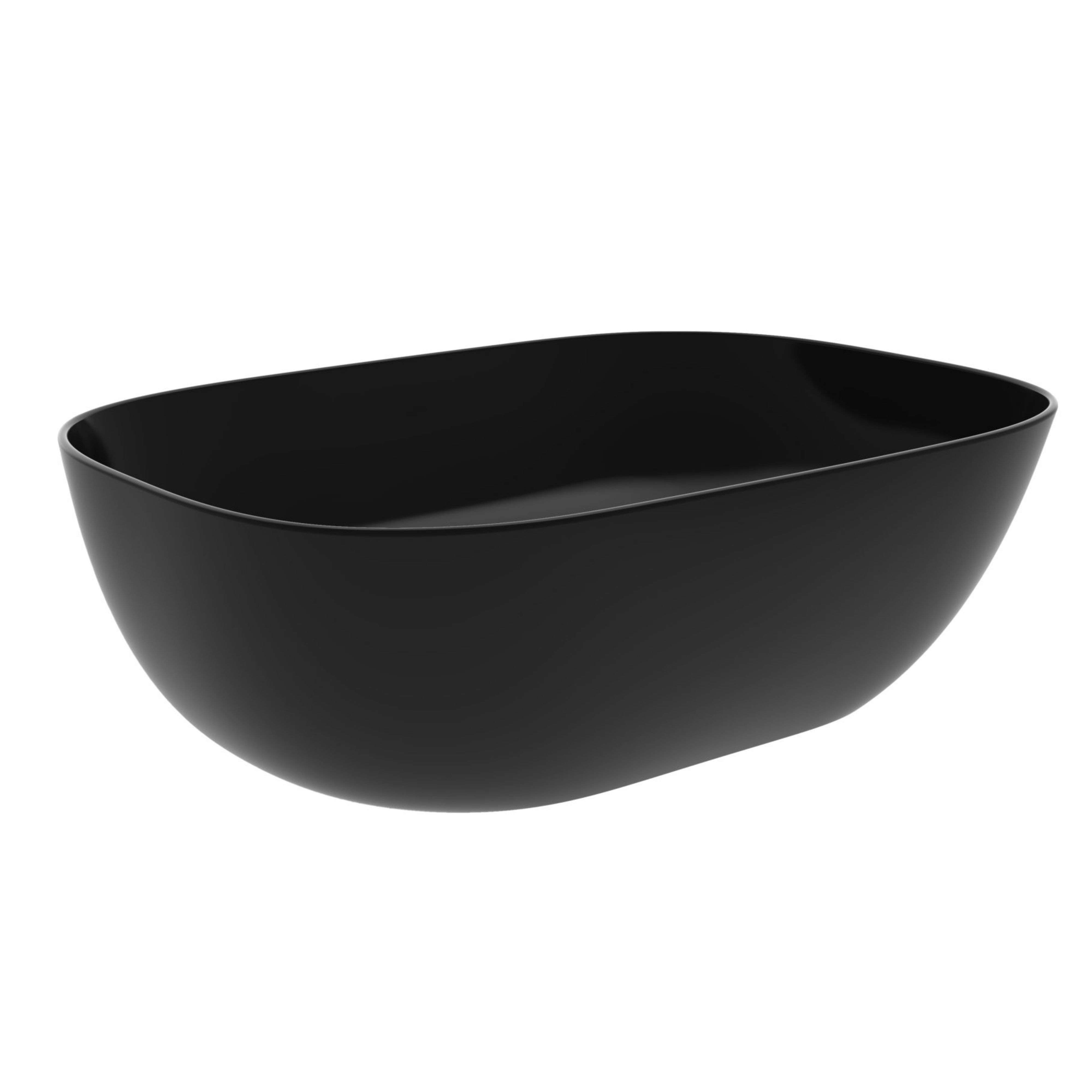 Miroytengo Lavabo Rectangular Redondeado Cerámica 14x46x32 cm Antares, Lavabo Baño Sobre Encimera Negro