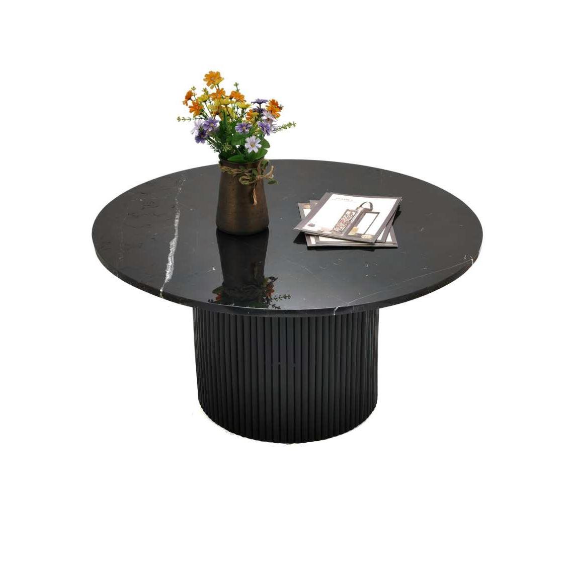 Mesa Centro Marmol Madera 80X80X42 Negro - Fijalo - El mejor complemento para tu hogar.