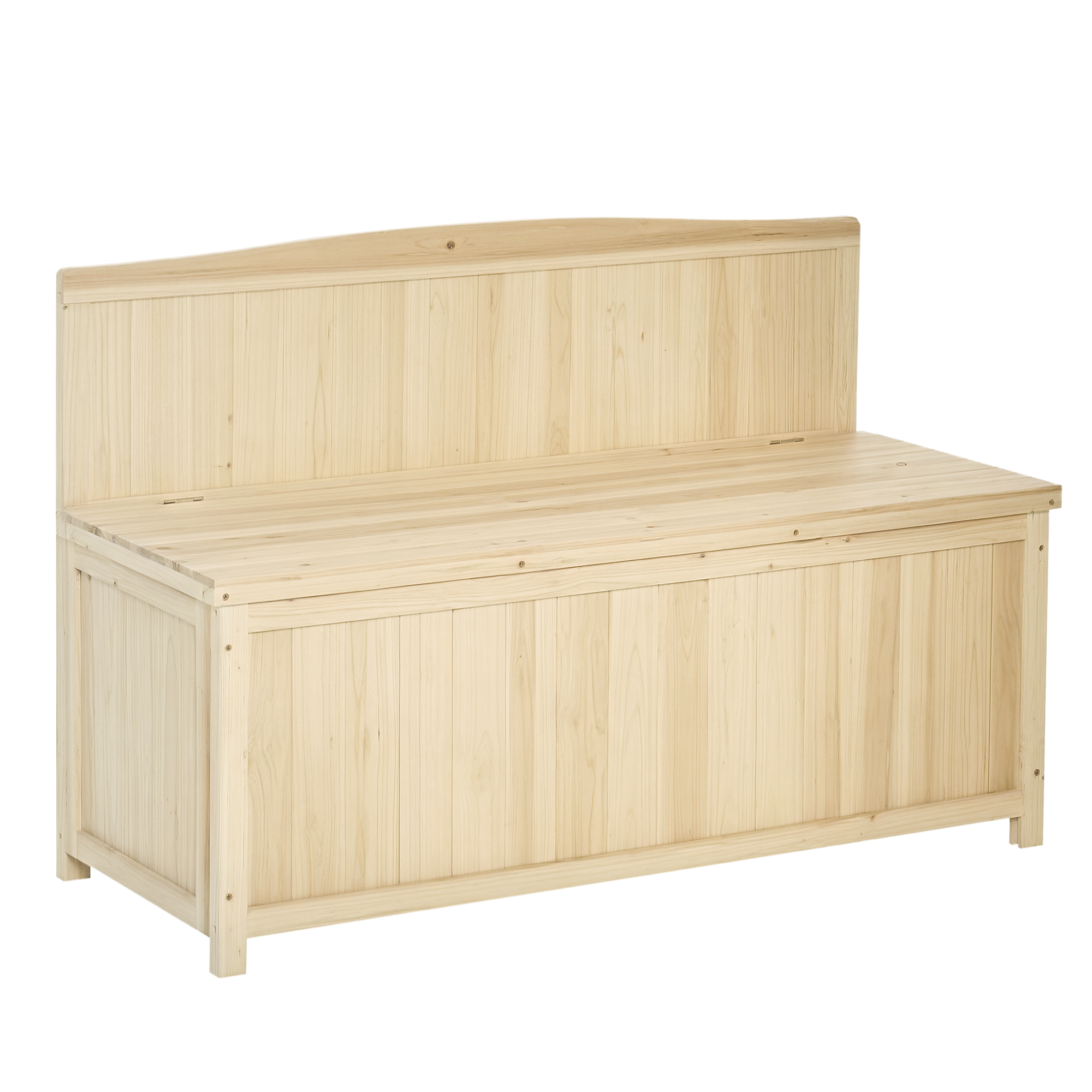 Outsunny Banco de Jardín de Madera Banco de Exterior con Caja de Almacenaje y Respaldo Carga 250 kg para Patio Terraza Balcón 115x45x75 cm Natural