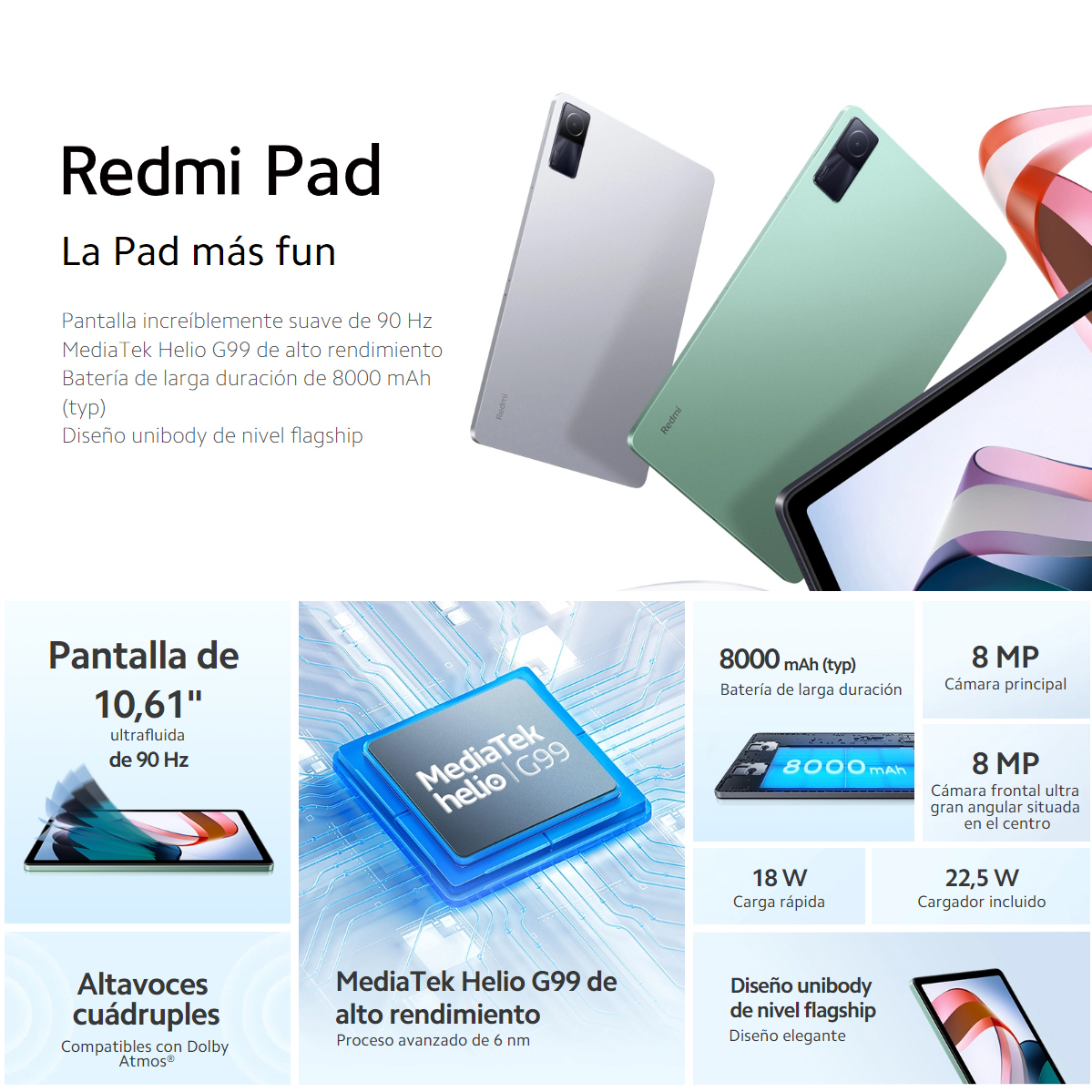 Tablet Xiaomi Redmi Pad SE 8GB 256GB Versión global con chipset octa-core  Snapdragon 680 de 6 nm, pantalla FHD+ de 11 pulgadas y sistema operativo  Android 13
