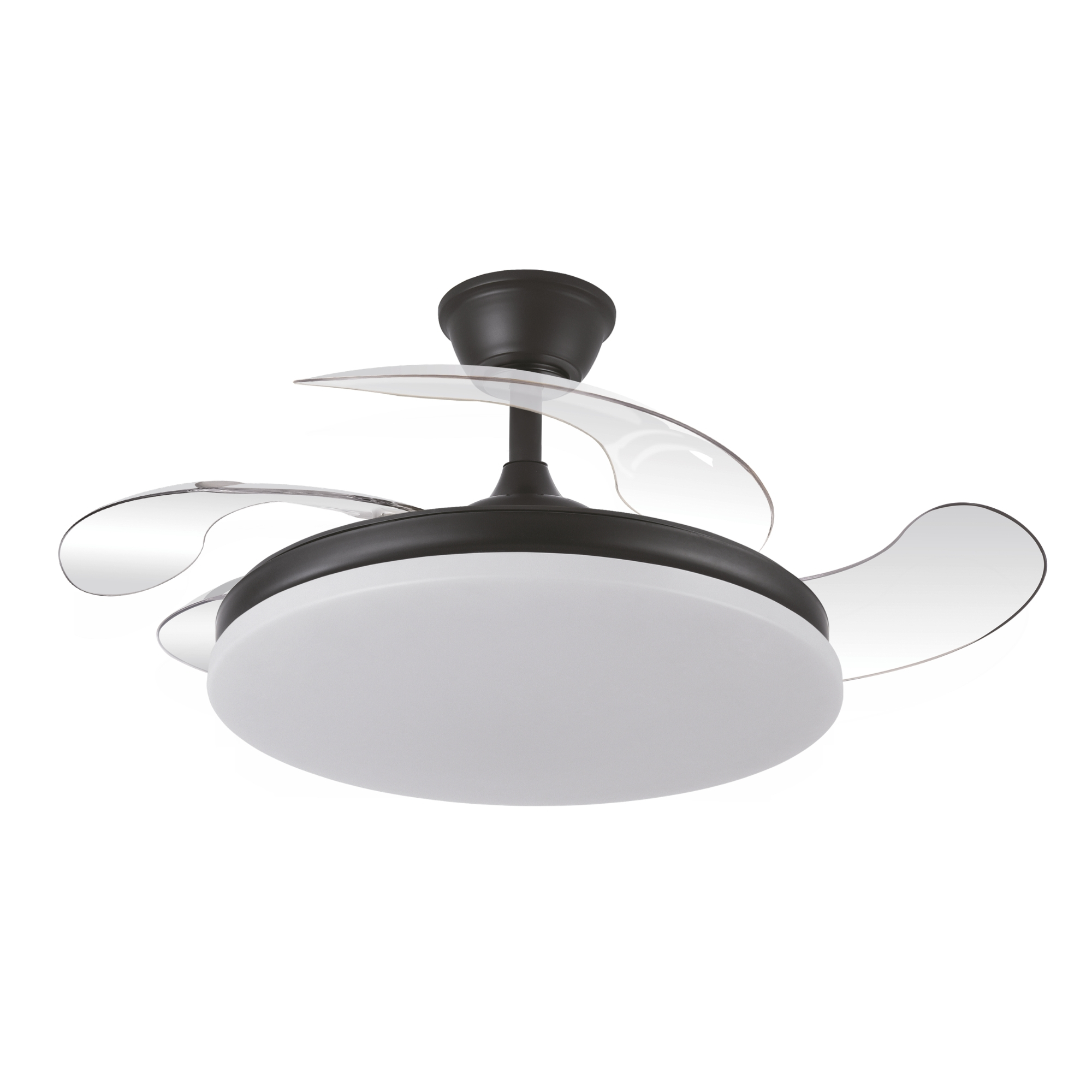 Ventilador de Techo con luz LED Yatek KALA 59W Negro con Aspas Retráctiles invisibles, Motor DC y Mando a distancia