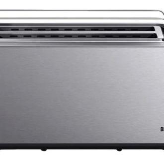 Braun - Tostadora HT5220BK con 2 ranuras largas, 8 niveles de tostado y diseño compacto en acero inoxidable para cocina moderna, ideal para pan artesanal y bagels