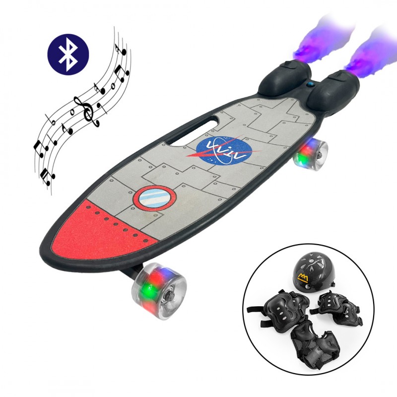 Ataa Cars Ataa Misil Monopatín Infantil con Luces LED y Humo de Vapor de Agua + Set de Protección de Regalo