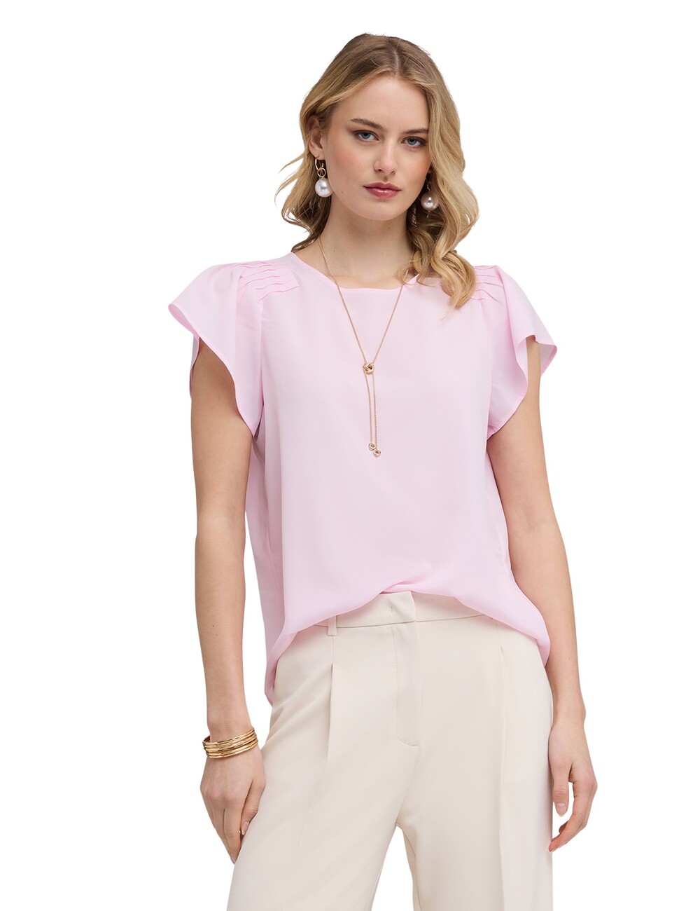 Motivi - Blusa de crepé de China con pliegues