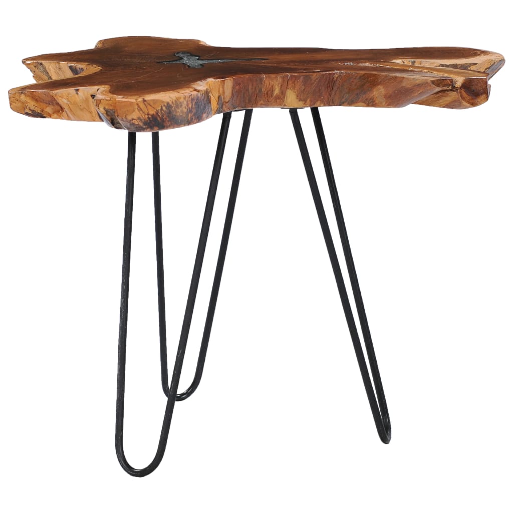 Vidaxl Mesa de Centro de Madera Maciza de Teca y Polirresina 70x45 Cm