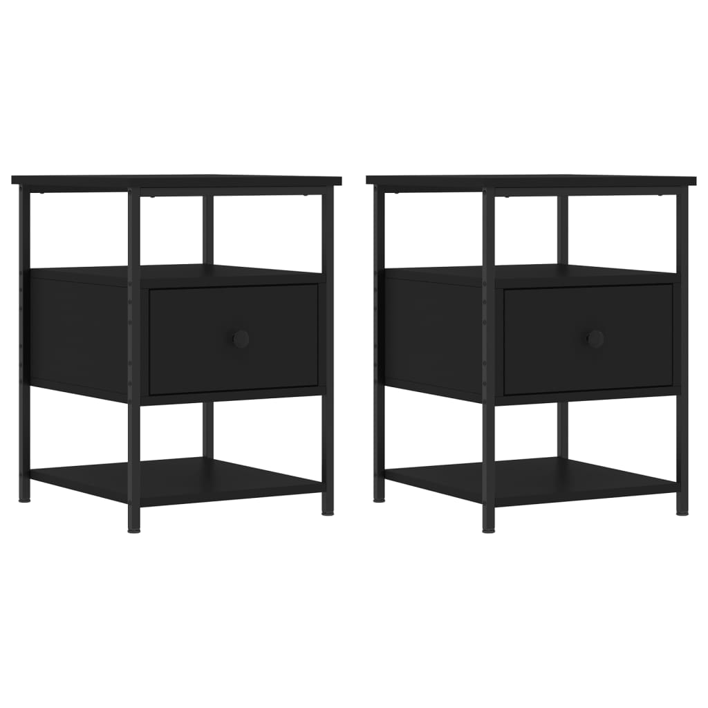 Vidaxl Mesitas Noche 2 Unidades Madera Ingeniería 40x42x56 Cm Negro