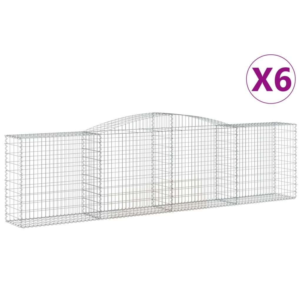 vidaXL Cestas gaviones 6 uds forma de arco hierro Dimensiones 400 x 30 x 40/60 cm,  400 x 30 x 60/80 cm,  400 x 30 x 100/120 cm y mas
