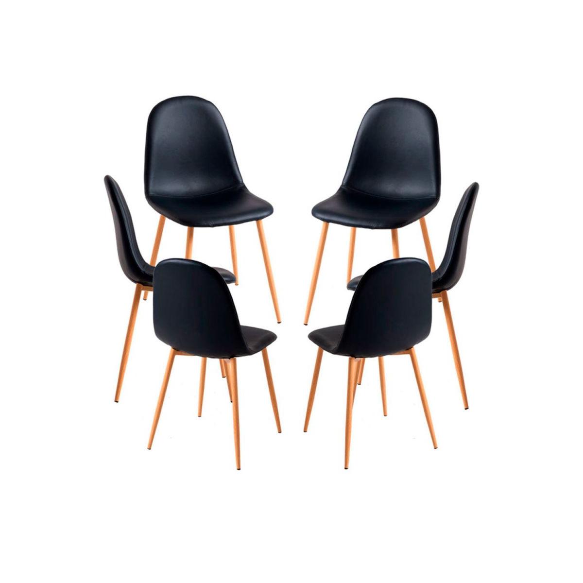 Regalos Miguel - Packs Sillas Comedor - Pack 6 Sillas Teok Polipiel - Negro