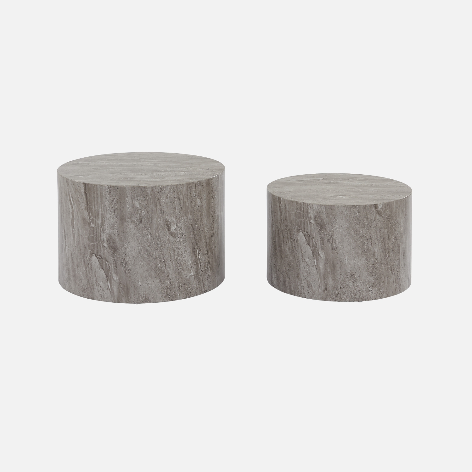 sweeek - Mesa de centro redonda con efecto mármol, set de 2 , Paros , 1x58x40