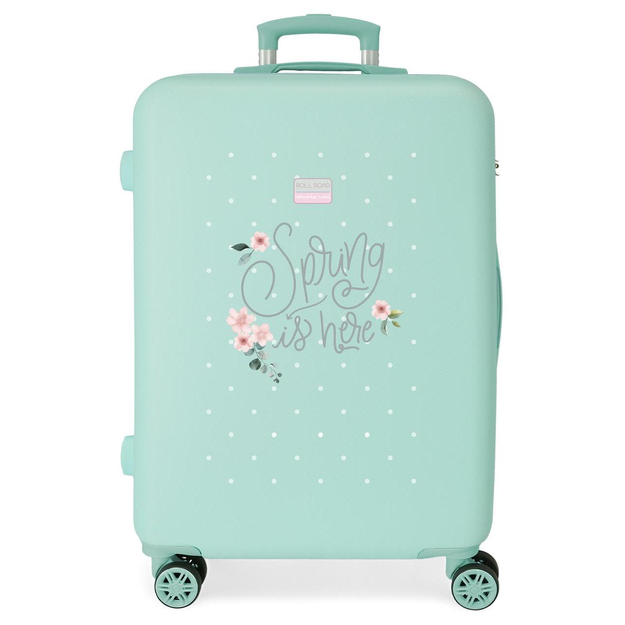 Maleta mediana Roll road Spring is here turquesa 48x70x26 cm