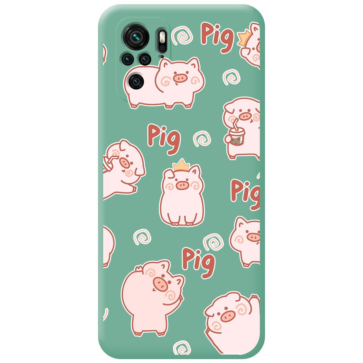 Tumundosmartphone Funda Silicona Líquida Verde para Xiaomi Redmi Note 10 / 10S diseño Cerdos Dibujos
