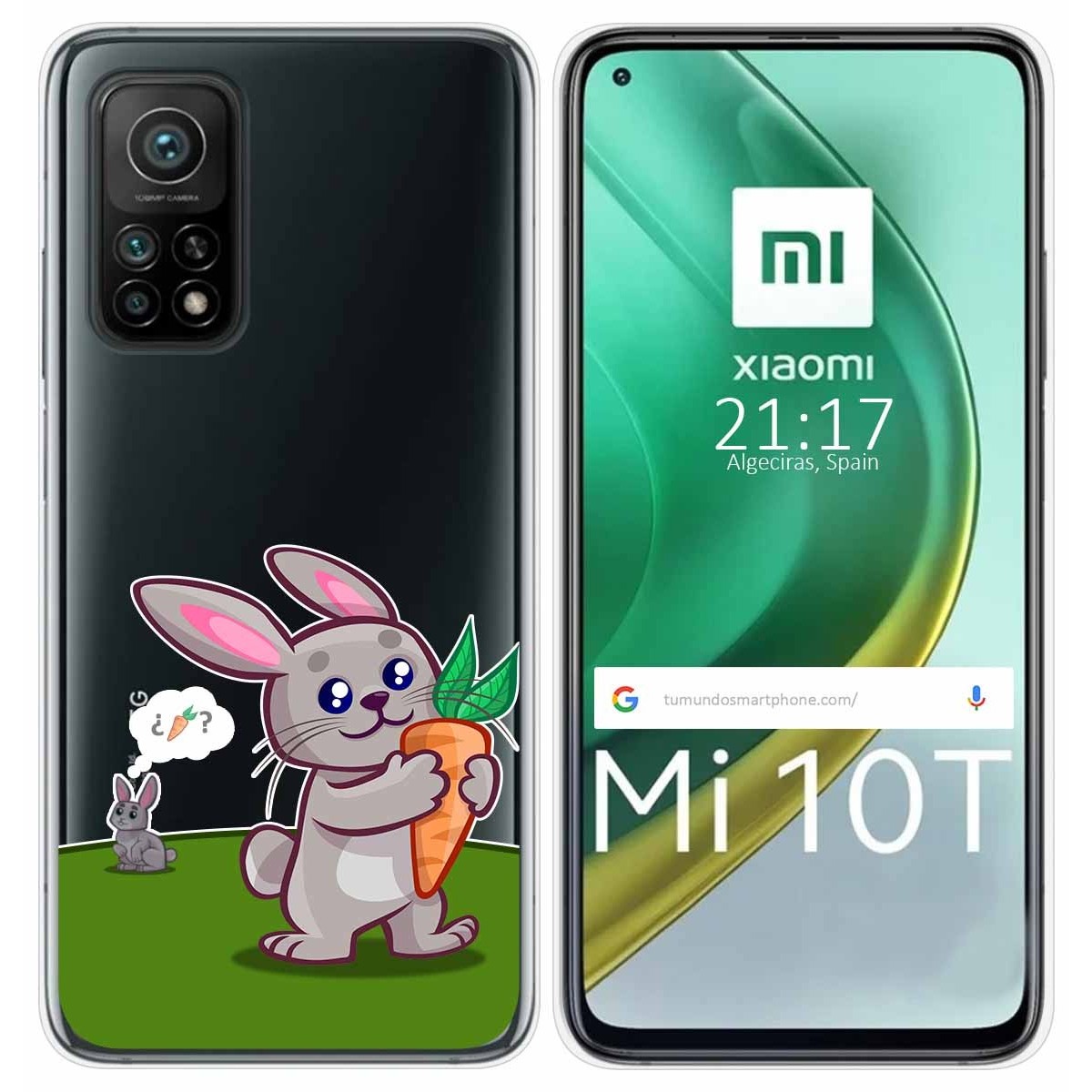 Tumundosmartphone Funda Gel Transparente para Xiaomi Mi 10T / 10T Pro diseño Conejo Dibujos