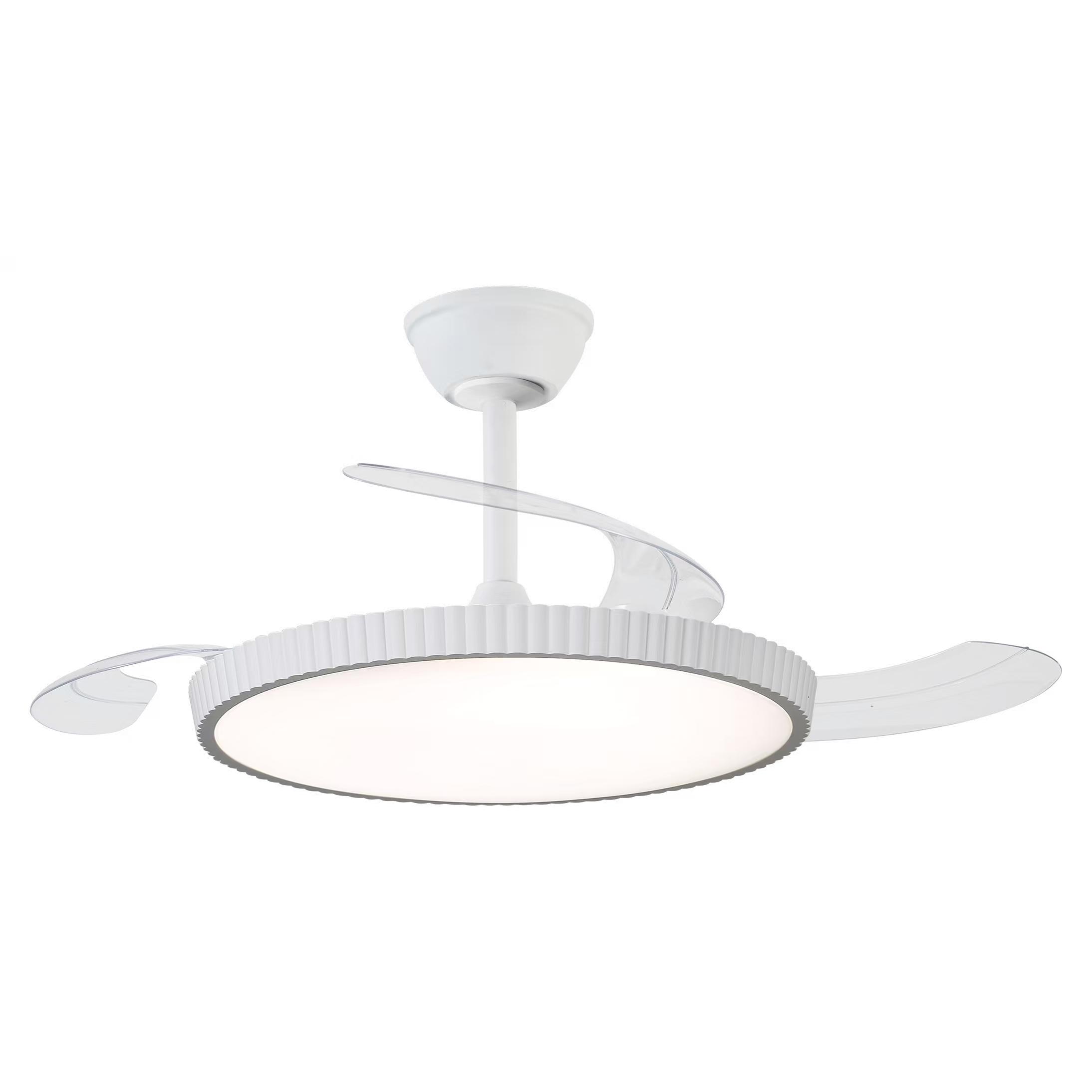NARVI Ventilador de techo color blanco, 3 Palas Retráctiels ,Motor DC 30W , Luz LED 45W, Regulable en intensidad  y color .  Con Memoria, APP Móvil y Mando a distancia. REF MANHATTAN 8996 WH