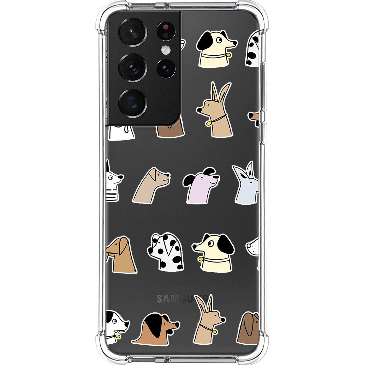 Tumundosmartphone Funda Silicona Antigolpes para Samsung Galaxy S21 Ultra 5G diseño Perros Dibujos