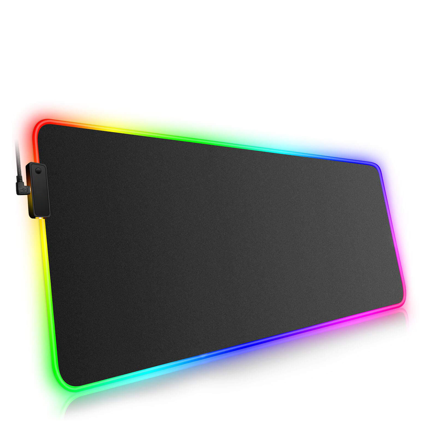 DAM Alfombrilla Gaming GMS-WT-5 con luces LED RGB. Tamaño 80x30cm, 4mm de grosor. 80x30x1 Cm. Color: Negro
