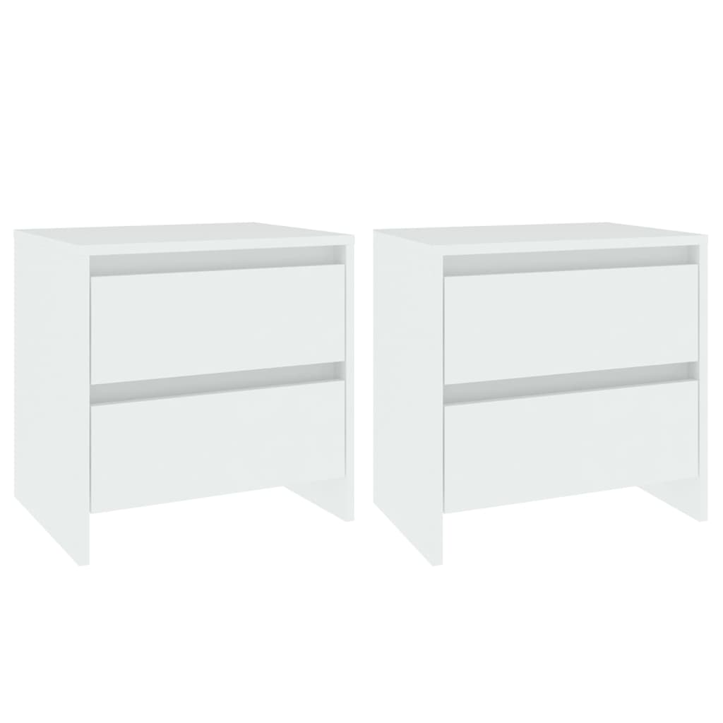 Vidaxl Mesitas de Noche 2 Unidades Madera Ingeniería 45x34,5x44,5 Cm Blanco