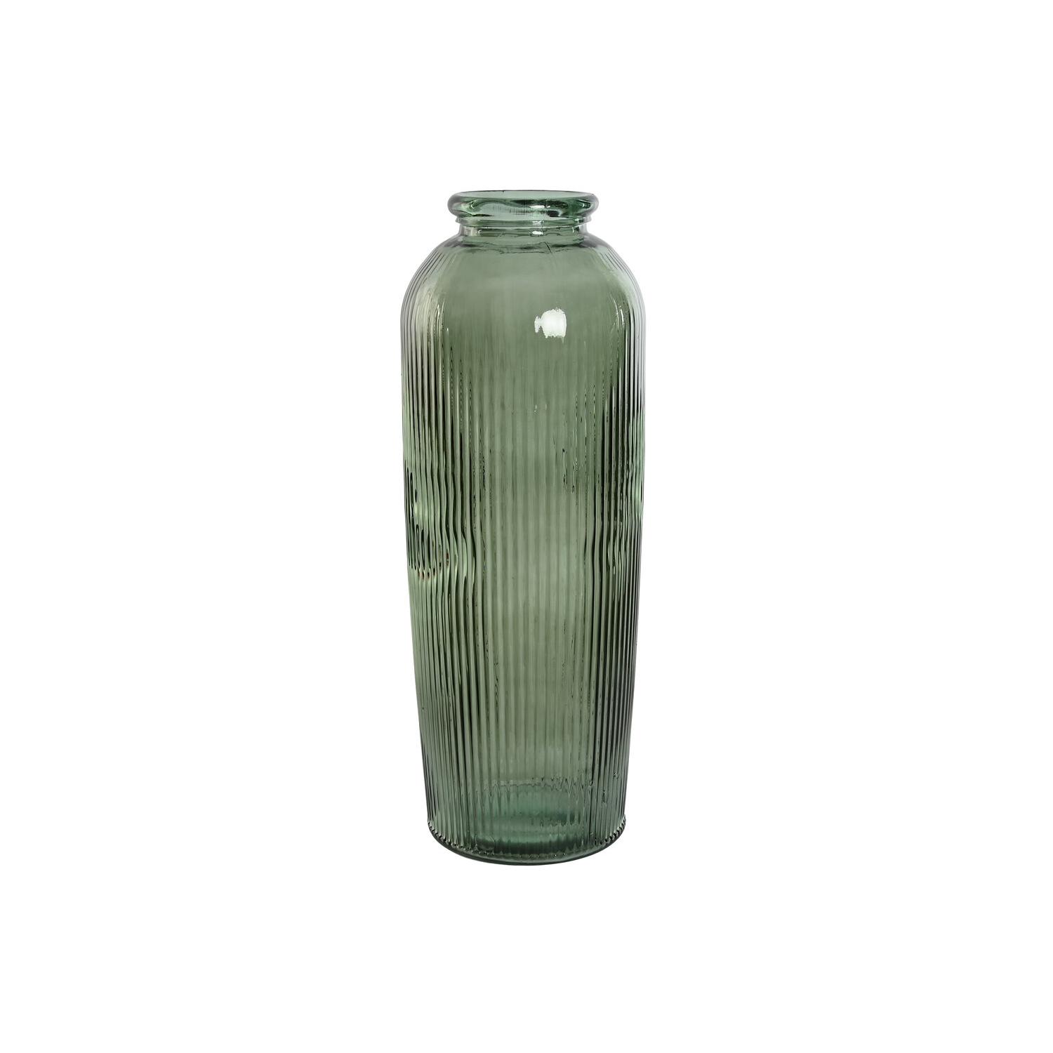 JARRON CRISTAL RECICLADO 30X30X72 RAYADO VERDE JR214928 - EL MEJOR COMPLEMENTO PARA TU HOGAR FIJALO