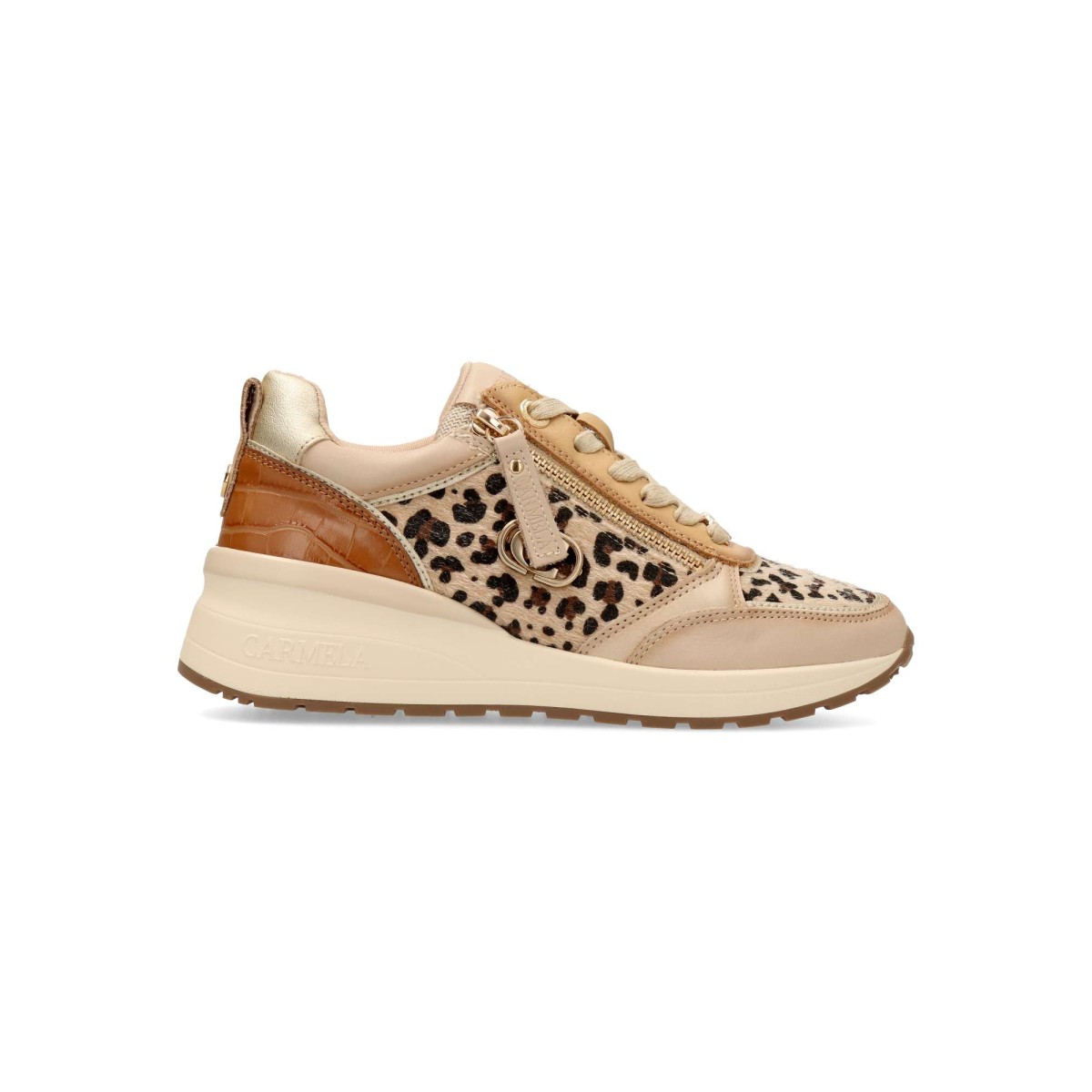 Carmela - Zapatillas deportivas CARMELA de piel para mujer con suela antideslizante, plantilla acolchada y cierre lateral con cremallera y cordones