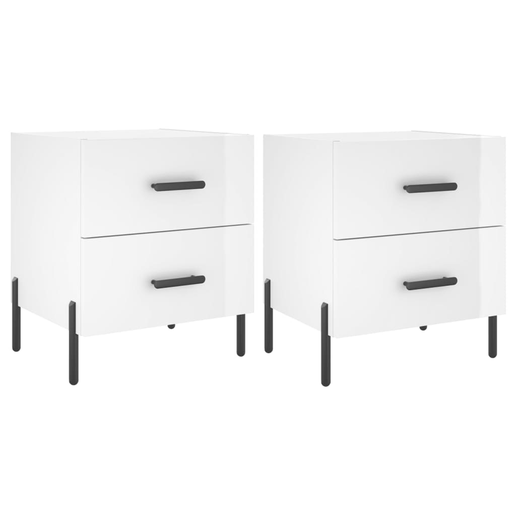 Vidaxl Mesita Noche 2 Unidades Madera Ingeniería 40x35x47,5cm Blanco y Negro - Moderno Mesa Auxiliar