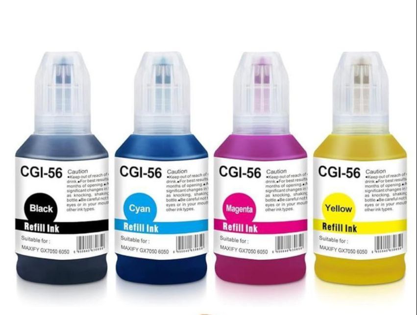 4 botellas de tinta Compatible Canon GI56 G-56 Canon para Maxify GX3050 / GX4050 / GX5050 / GX5550 / GX6050 / GX6550 / GX7050