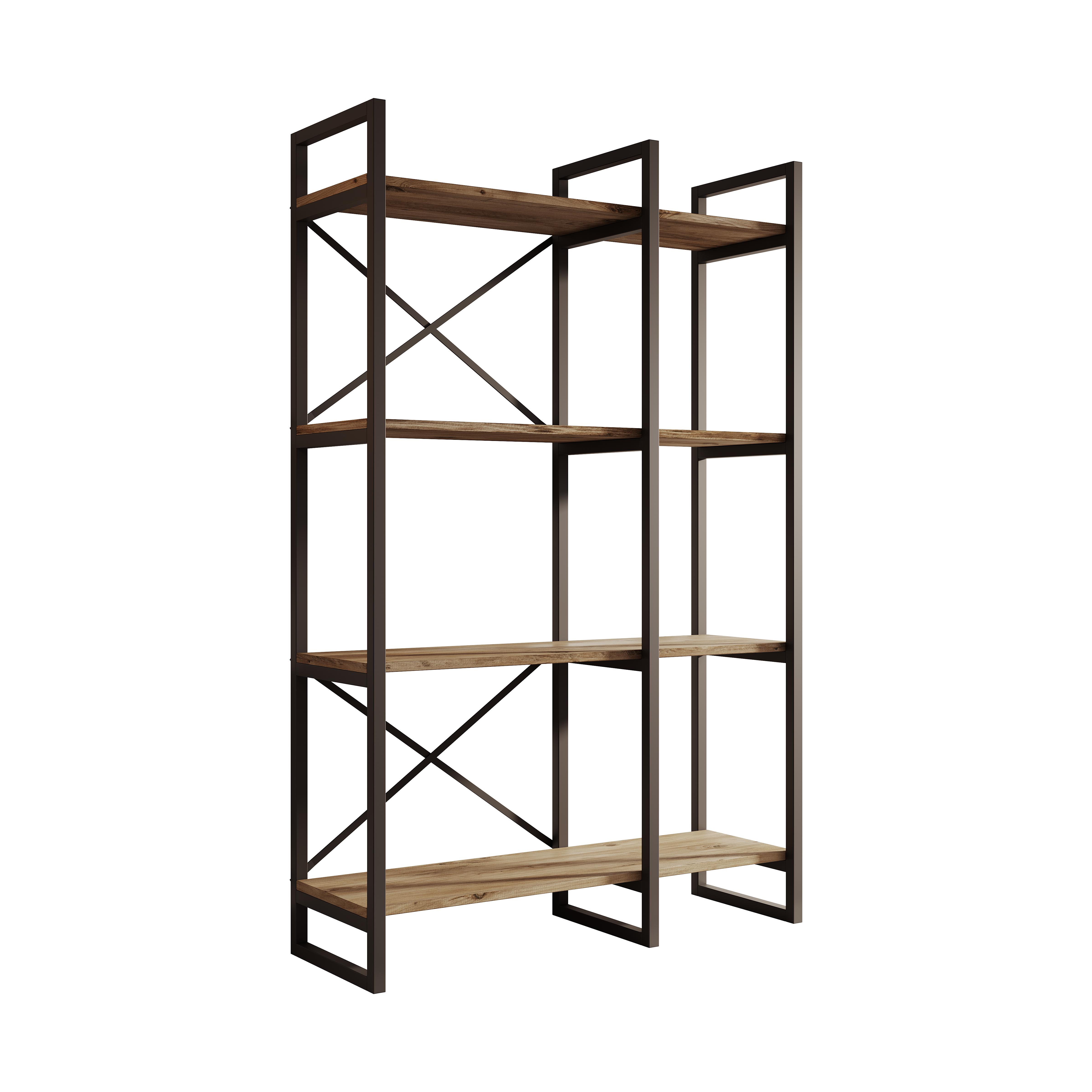Muebles Bonitos - Estantería Industrial, 2 Medidas, Color Pino, Estructura Acero Negro, Modelo Factory E1-E2