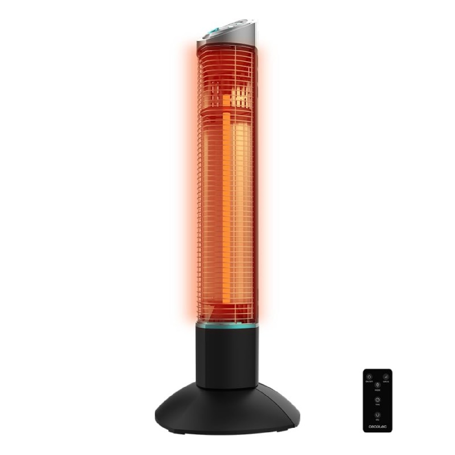 Cecotec Calefactor Eléctrico de Exterior de Torre ReadyWarm 1000 Power Tower. 1000 W en 2 Niveles, Tecnología Halógena