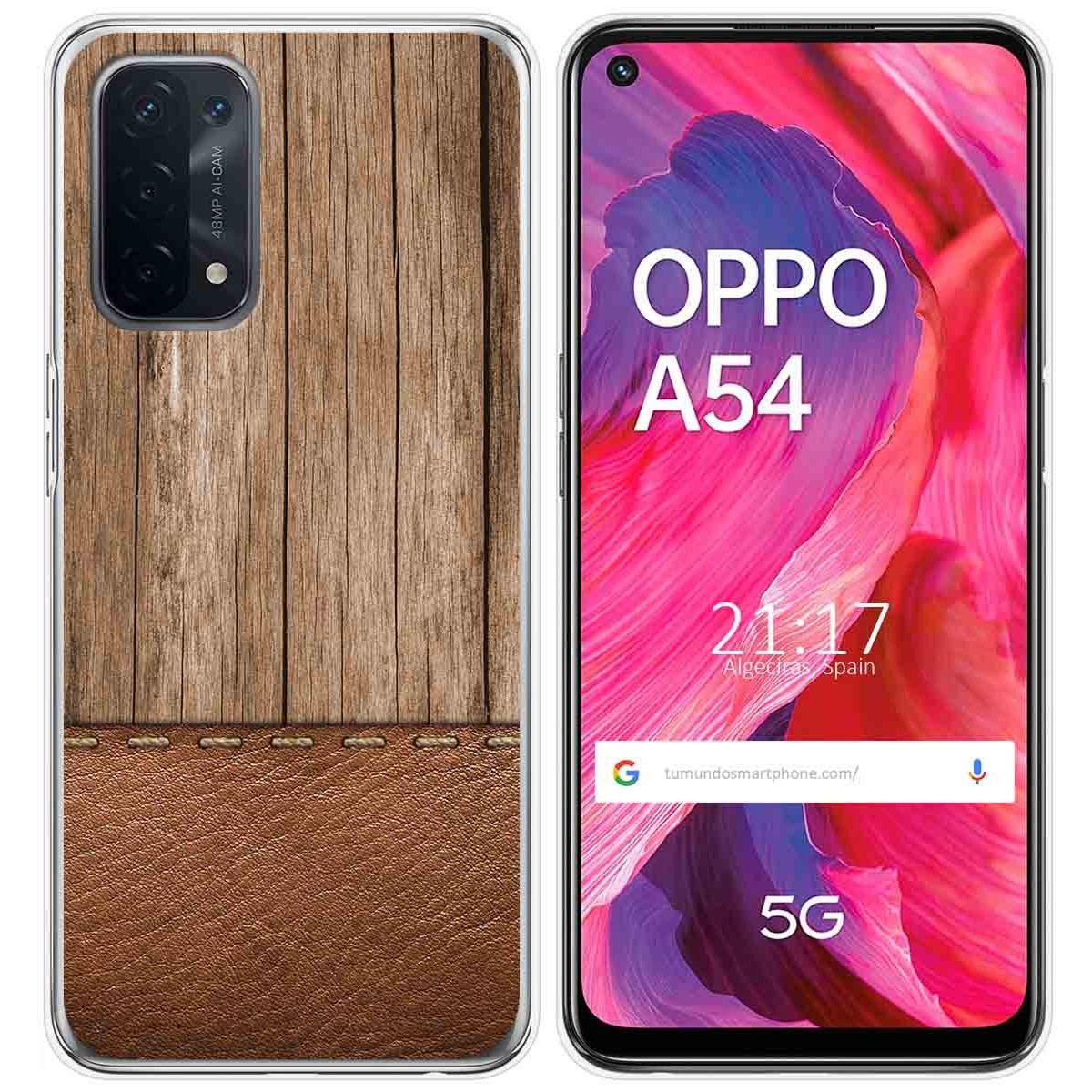 Tumundosmartphone Funda Gel Tpu para Oppo A54 5G / A74 5G diseño Madera 09 Dibujos