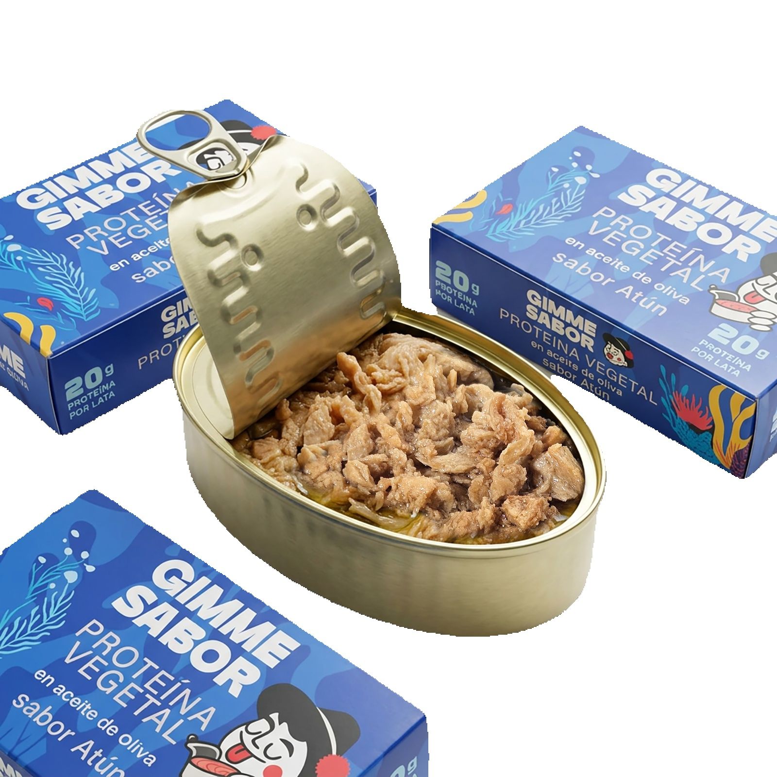 Preparado Vegetal GIMME SABOR Sabor Atún – 3 Latas de 120 g con 20 g de Proteína Cada una | 100 % Vegano, Sin OGM, Libre de Alérgenos y Glutamato