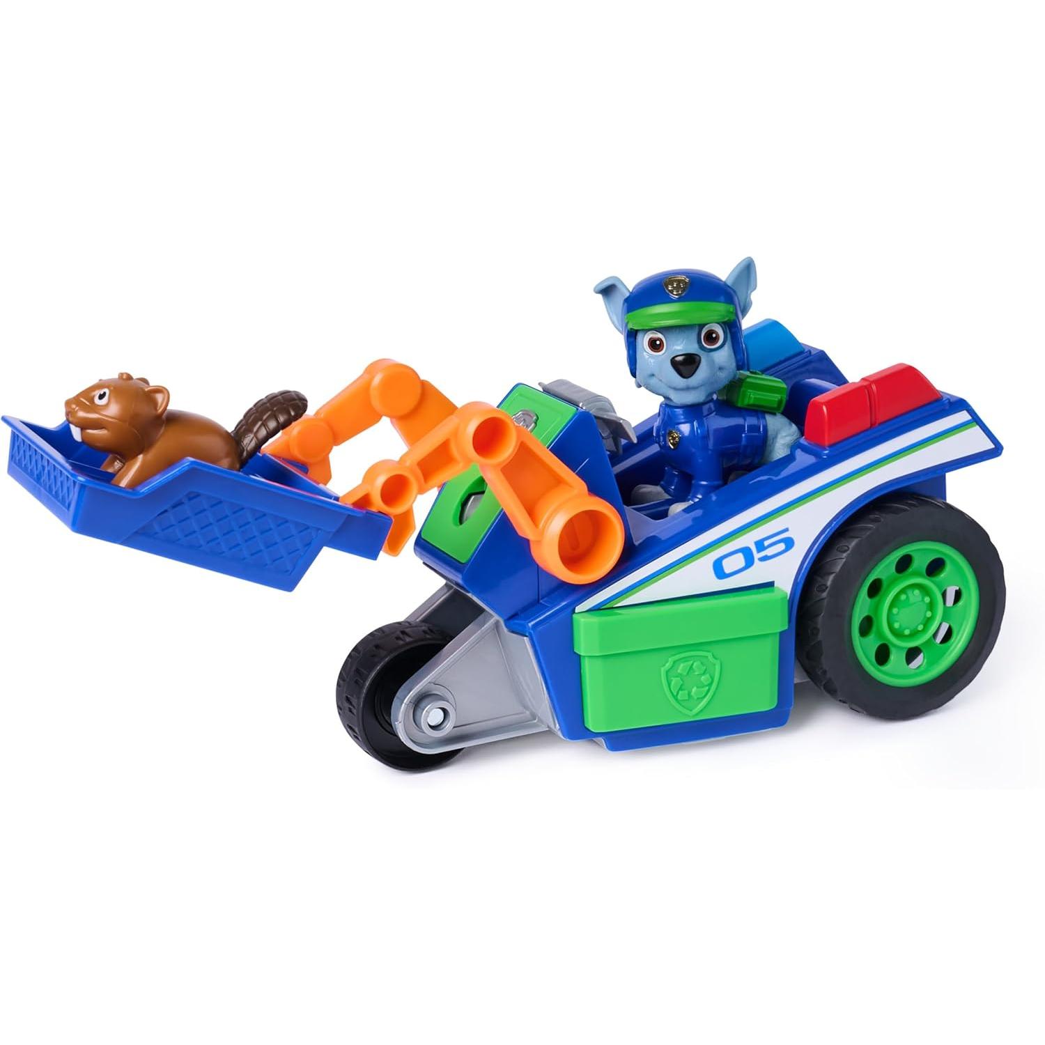 PATRULLA CANINA - Paw Patrol Patrulla Canina - Pack Vehículo de Reciclaje y Rescate Search & Rescue + Figura de Rocky y Ardilla - Patrulla Canina Juguetes, Regalo Niño 3 años +, Juguetes Niños 3 años