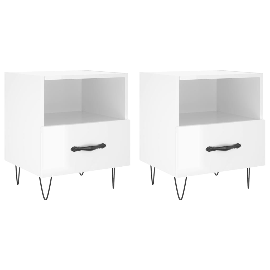 Mesitas de Noche Vidaxl 2 Unidades - Madera Ingeniería - 40x35x47,5cm - Blanco/negro