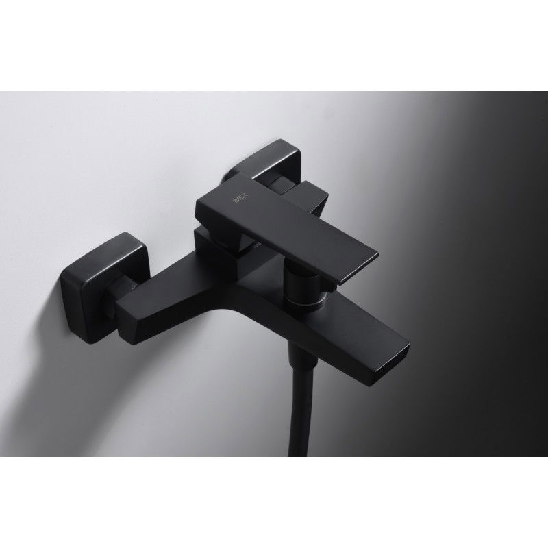 Imex Art BDAR025-4NG grifería monomando para bañera y ducha de latón con acabado negro mate