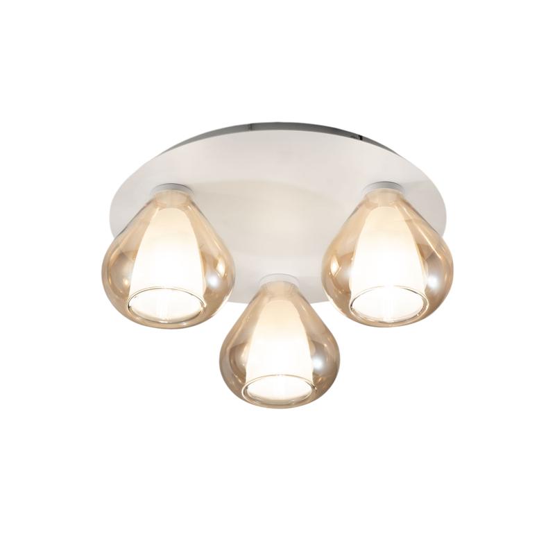 Lila - Lámpara de techo redonda d.40cm Fabas Luce - Aplique de pared con 3 bombillas LED E27 MAX 40W - Ámbar