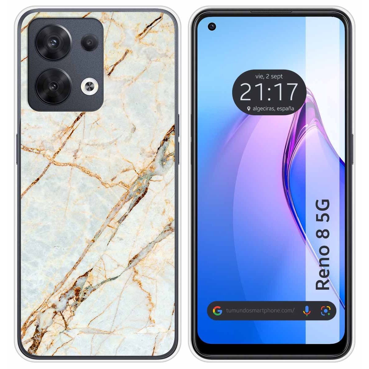 Tumundosmartphone Funda Silicona Oppo Reno 8 5G Diseño Mármol 13 Dibujos Personalizada