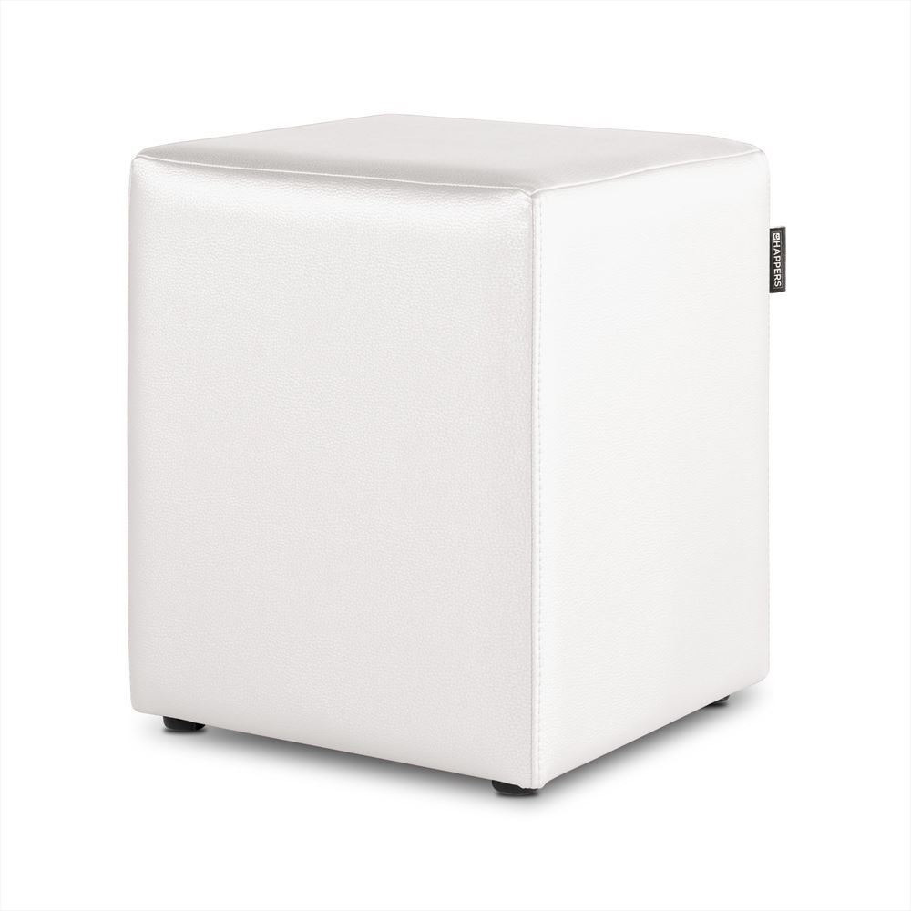 Puff Cubo Polipiel Blanco HAPPERS - Cómodo, ligero y resistente. Make it Happers®