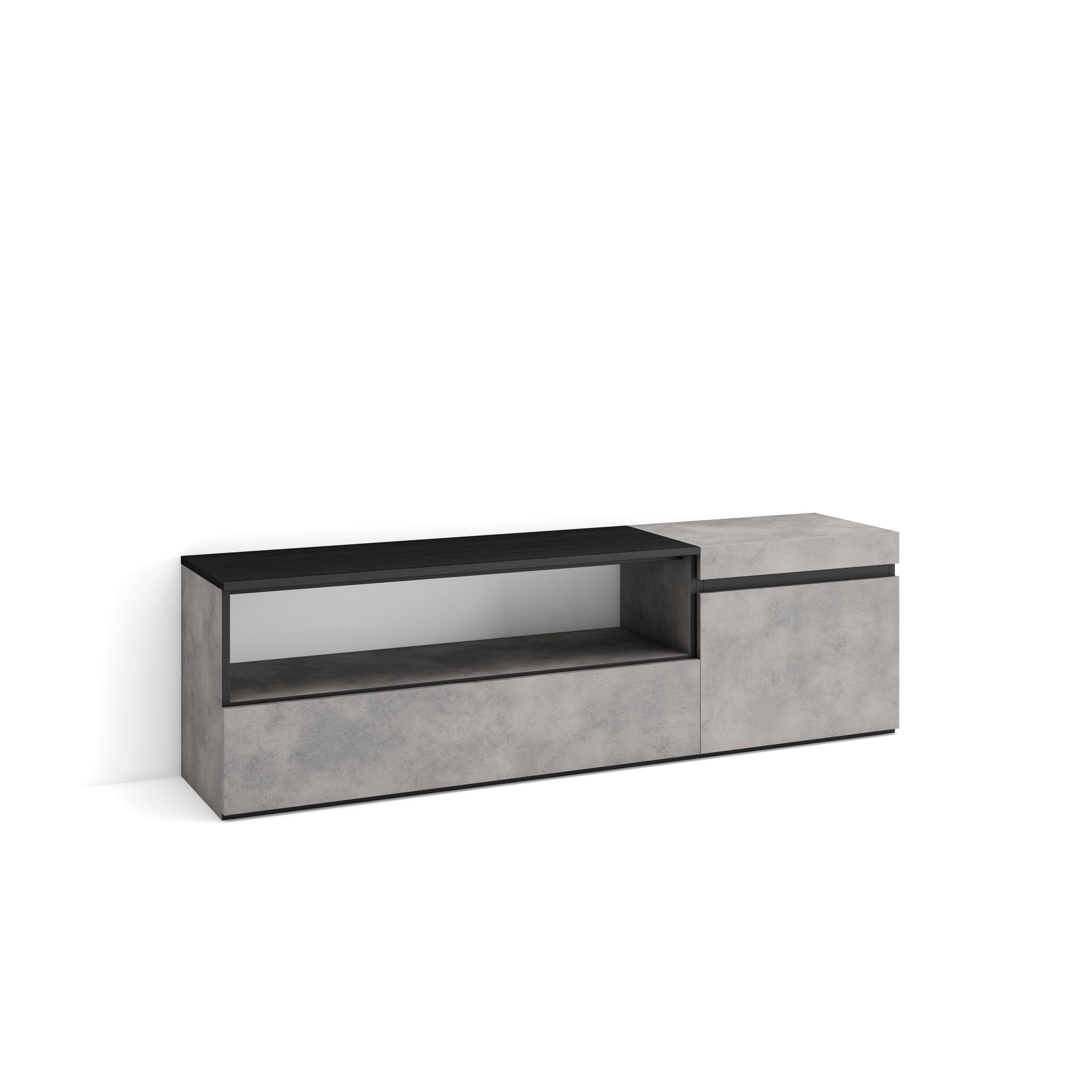 Skraut Home, Mueble de Televisión, Veteado de madera, Tacto poroso, Estilo Moderno Elegante, 153x35x45cm