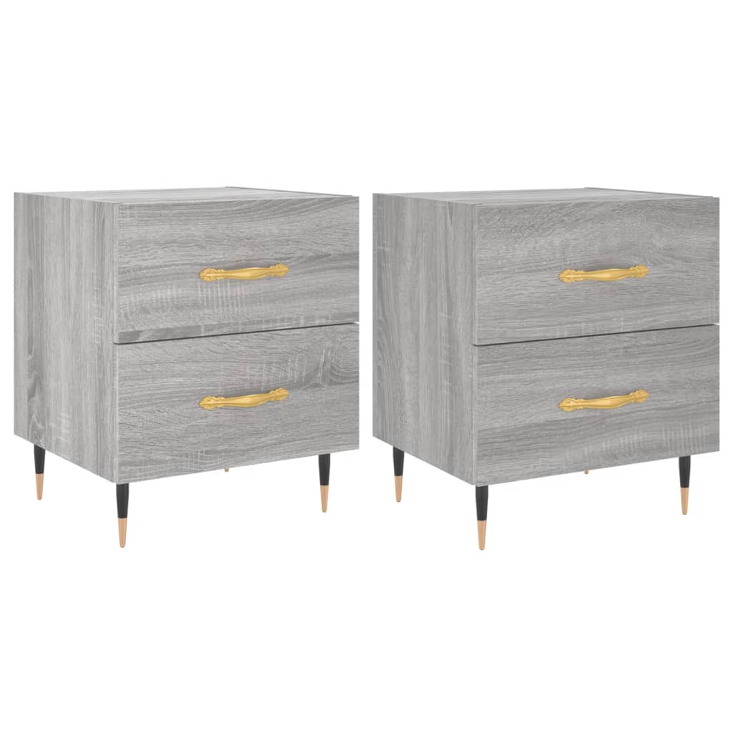 vidaXL Mesitas noche 2 uds madera ingeniería gris Sonoma 40x35x47,5 cm