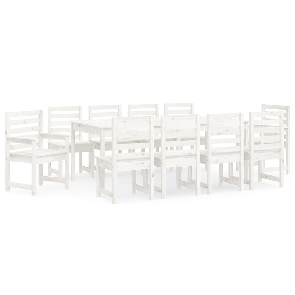 vidaXL Juego de comedor de jardín 11 piezas madera maciza pino blanco