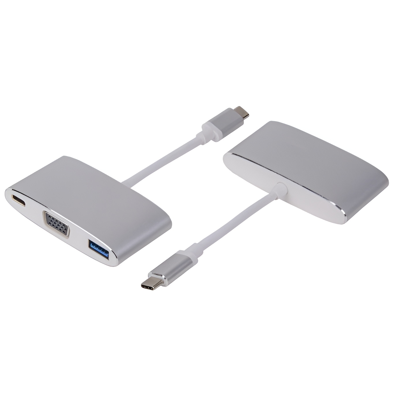 Adaptador USB-C Lmp a VGA y USB 3.0 con Carga, Aluminio Plateado
